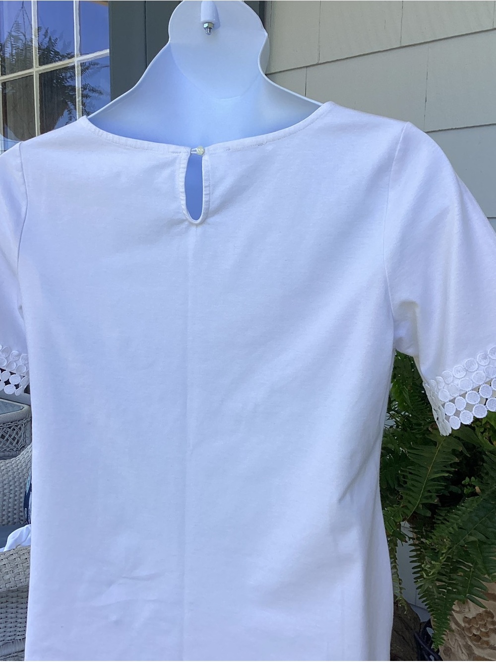 Talbots White Short-Sleeve Top with Crochet-Trim Sleeves LNWOT - Picture 8 of 11